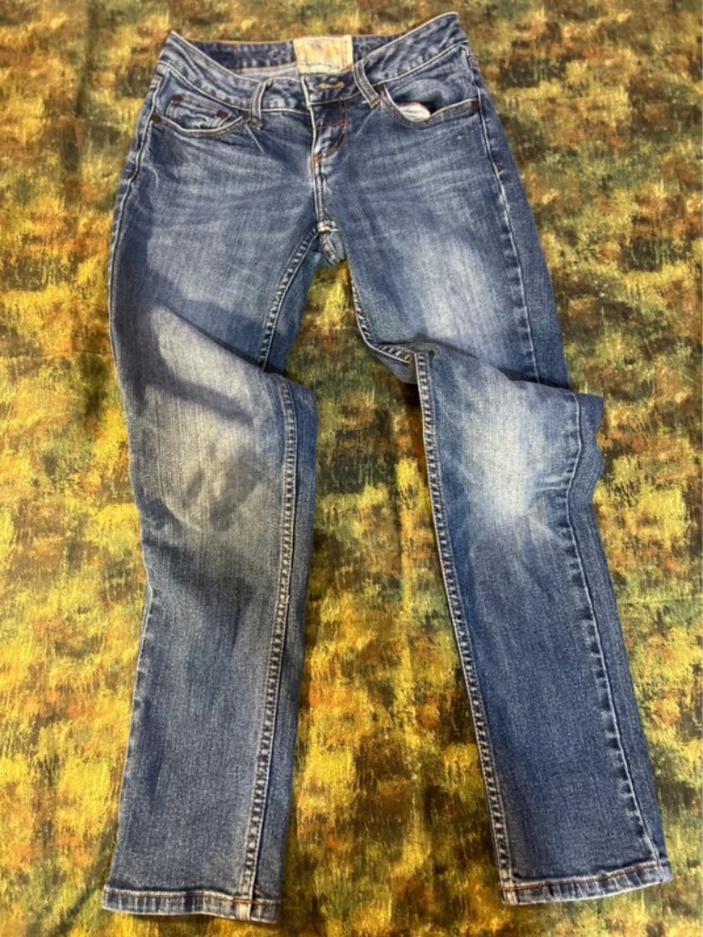 American Rag Cie Skinny Y2K Vtg Embroidered Blue Denim Stretch Jeans Sz. 1S